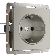 Розетка с заземлением и шторками (дымчатый) W1271104/ a069463