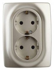 Розетка ЭРА 12 2x2P E Schuko со шторками 16A 250V 12-2108-04 Б0036445
