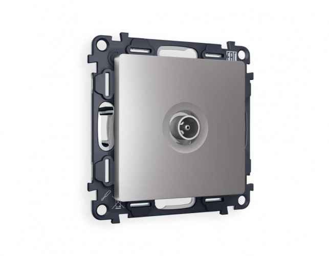 Комплект механизма TV розетки проходной AMBRELLA VOLT ALFA Сталь матовый 5-1000 MHz 4dB QUANT (AP5130, VM211) MA513030