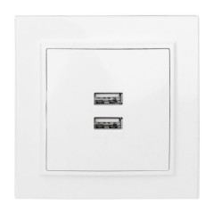 Минск Розетка USB 2-местная СП 2,1А белая EKF ERR-2USB-100