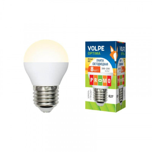 Лампа светодиодная E27 8W 3000K матовая LED-G45-8W/WW/E27/FR/O UL-00001780