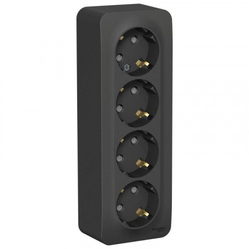 Розетка четырехместная 2К+З Systeme Electric Blanca 16A 250V со шторками антрацит BLNRA011416