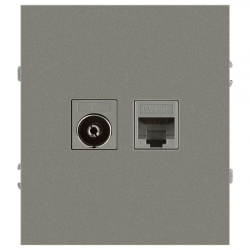 Розетка ЭРА Arktik 16-3110-07 комбинированная RJ45+TV титан Б0070500