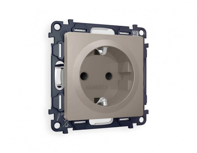 Комплект механизма электрической розетки AMBRELLA VOLT ALFA Серо-бежевый матовый с/з с шторками QUANT (AP3670, VM141) MA367010