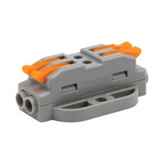 Клемма СМК 222-422P проходная 2 полюса, с монтажной площадкой (0,08-4 мм²), серая (блистер 5 шт./уп.) REXANT 07-6262-5