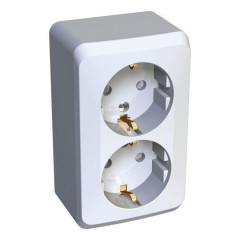 Розетка двойная 2К+З Systeme Electric Этюд 16A 250V со шторками белая PA16-008B