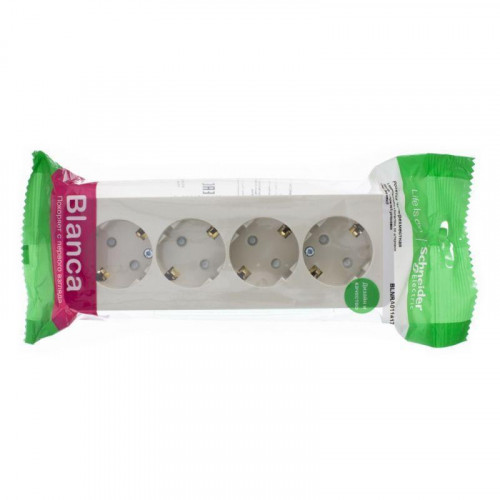 Розетка четырехместная 2К+З Systeme Electric Blanca 16A 250V со шторками бежевая BLNRA011417