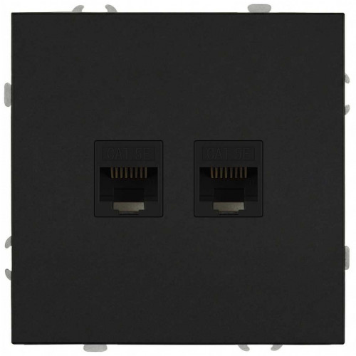 Розетка ЭРА Galaxy 15-3108-05 информационная двойная 2XRJ45 IP20 антрацит Б0070764
