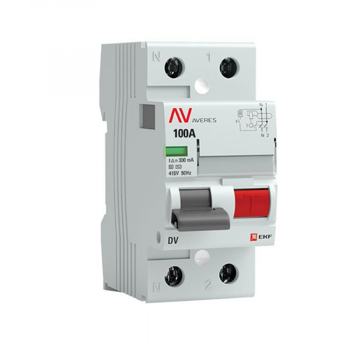 Устройство защитного отключения DV 2P 100А/300мА (S) EKF AVERES rccb-2-100-300-s-av