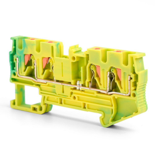 Зажим пружинный, 4-проводной проходной ЗНИ - 4 ,JXB PT 4, желтый,зеленый LD574-1-40 49262