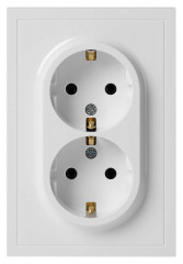 Розетка ЭРА Galaxy 15-2105-01 с заземлением двойная 2X2P+E Schuko со шторками IP20 16А-250В белый Б0070697