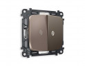 Комплект механизма 2-кл проходного выключателя AMBRELLA VOLT с подсветкой 5600K OMEGA Темная бронза матовый QUANT (OP6340, VM120, G25W) MO634035
