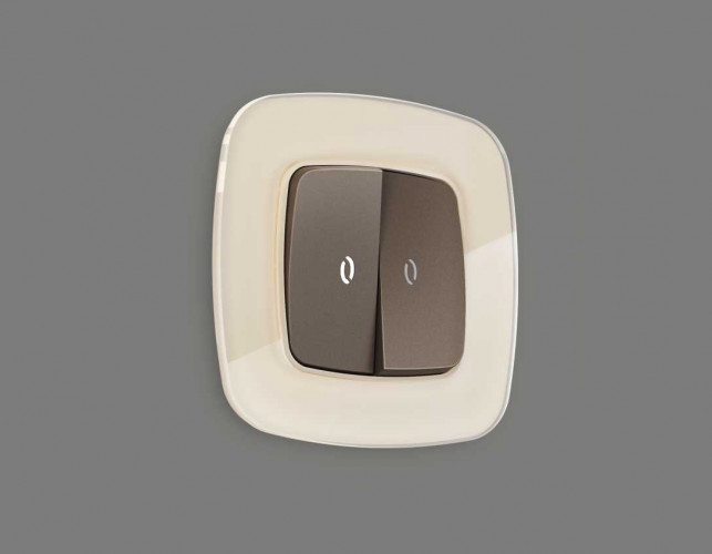 Комплект механизма 2-кл проходного выключателя AMBRELLA VOLT с подсветкой 5600K OMEGA Темная бронза матовый QUANT (OP6340, VM120, G25W) MO634035