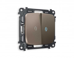 Комплект механизма 2-кл проходного выключателя AMBRELLA VOLT с подсветкой 10000K OMEGA Темная бронза матовый QUANT (OP6340, VM120, G29B) MO634040