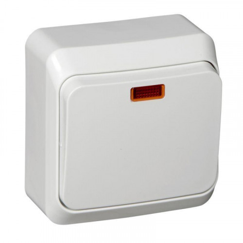 Переключатель одноклавишный проходной Systeme Electric Этюд 10A 250V с подсветкой белый BA10-007B