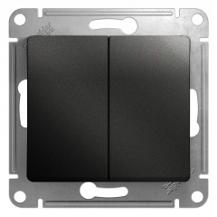 Переключатель двухклавишный проходной Systeme Electric Glossa 10A 250V антрацит GSL000765