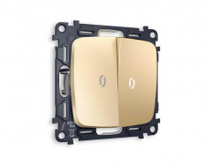 Комплект механизма 2-кл проходного выключателя AMBRELLA VOLT с подсветкой 5600K OMEGA Шампань QUANT (OP6040, VM120, G25W) MO604035