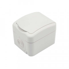 Розетка одноместная (керамика) Mini OG IP54, с заземлением, о/у, белая KRANZ KR-78-0605