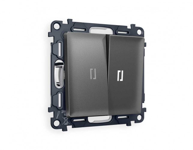 Комплект механизма 2-кл выключателя AMBRELLA VOLT с подсветкой 5600K ALFA Антрацит серый QUANT (AP6540, VM115, G14W) MA654015