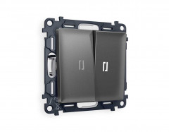 Комплект механизма 2-кл выключателя AMBRELLA VOLT с подсветкой 5600K ALFA Антрацит серый QUANT (AP6540, VM115, G14W) MA654015