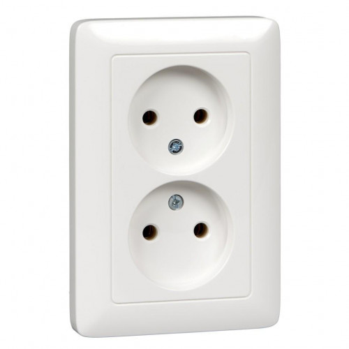 Розетка двойная 2К Systeme Electric Хит 16A 250V белая RS16-235-B