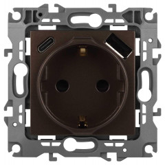 Розетка ЭРА Серия 12 12-4108-13 2P+E 16A-250В со шторками с USB type-A+C 5В-3А бронза Б0067757