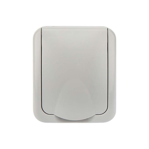 Розетка одноместная (керамика) Mini OG IP54, с заземлением, о/у, серая KRANZ KR-78-0815