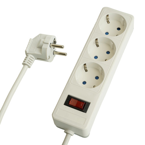 Сетевой фильтр 3-местный с/з Stekker HM20-31-03 3x1мм2, 3 м, 250В, 16А, серия Optima, белый 50087