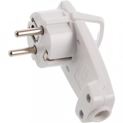 Вилка угловая ультраплоская с кольцом с/з Stekker, PPG16-45-202, 250В,16A, IP20, белый 39039