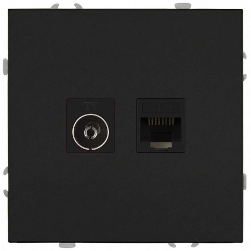 Розетка ЭРА Galaxy 15-3110-05 комбинированная RJ45+TV IP20 антрацит Б0070784