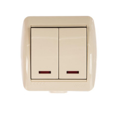 Выключатель двойной с подсветкой Lezard Nata кремовый 710-0300-112