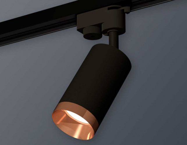 Комплект трекового светильника Ambrella light Track System XT6323065 SBK/PPG черный песок/золото розовое полированное (A2521, C6323, N6135)