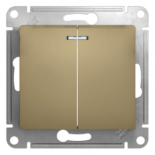 Выключатель двухклавишный Systeme Electric Glossa 10A 250V с подсветкой титан GSL000453