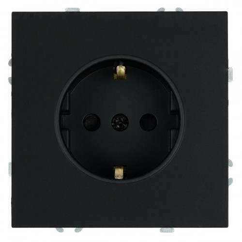 Розетка 1-местная с з/ш, с/з (механизм), СЗК, Stekker, 250В, 16А Эмили, RST16-5110-05ZK, черный уголь, soft touch 50251