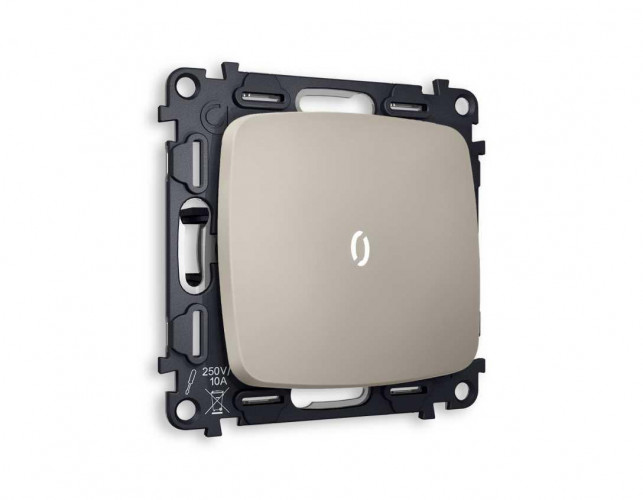 Комплект механизма 1-кл выключателя AMBRELLA VOLT с подсветкой 5600K OMEGA Серо-бежевый матовый QUANT (OP3620, VM101, G14W) MO362015