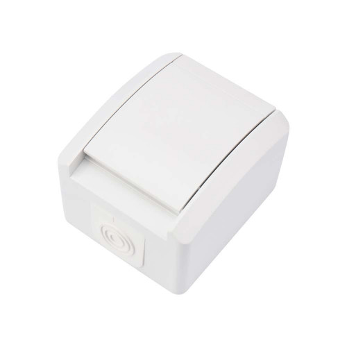 Розетка одноместная INDUSTRIAL IP54 с заземлением, о/у, белая KRANZ KR-78-0816