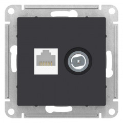 Розетка компьютерная RJ45/TV Systeme Electric AtlasDesign 5e кат UTP карбон ATN001089