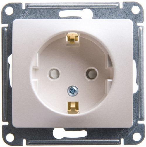 Розетка 2К+З Systeme Electric Glossa 16A 250V со шторками перламутр GSL000645