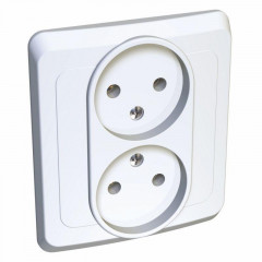 Розетка двойная 2К Systeme Electric Этюд 16A 250V белая PC16-005B