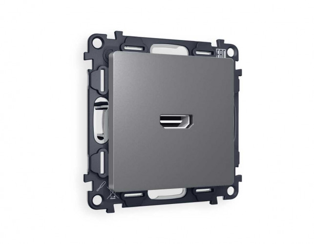 Комплект механизма розетки HDMI 2.0 AMBRELLA VOLT ALFA Антрацит серый 40V/500mA 2.0GHz 5-18Gbit/s QUANT (AP6640, VM222) MA664010