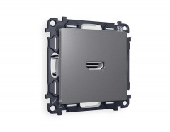 Комплект механизма розетки HDMI 2.0 AMBRELLA VOLT ALFA Антрацит серый 40V/500mA 2.0GHz 5-18Gbit/s QUANT (AP6640, VM222) MA664010