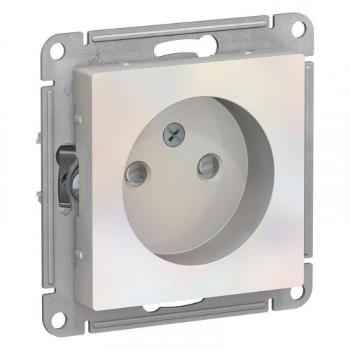 Розетка 2К Systeme Electric AtlasDesign 16A 250V со шторками жемчужная ATN000449