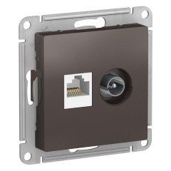 Розетка компьютерная RJ45/TV Systeme Electric AtlasDesign 5e кат UTP мокко ATN000689