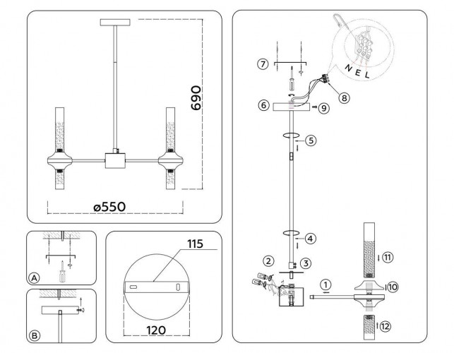 Подвесная люстра Ambrella Light High Light Modern LH55358