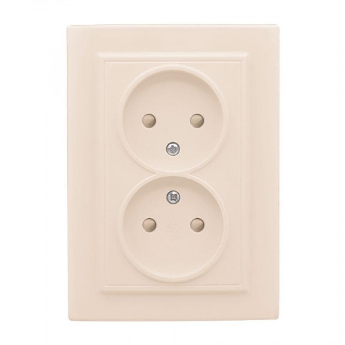 Розетка 2-мест. СП б/з 10А бежевый с защ. штор. Минск EKF ERR10-102-200