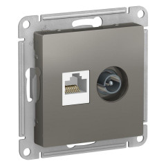 Розетка компьютерная RJ45/TV Systeme Electric AtlasDesign 5e кат UTP сталь ATN000989
