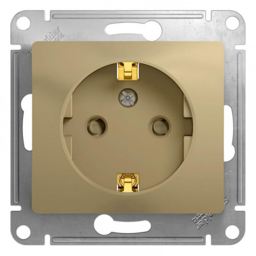 Розетка 2К+З Systeme Electric Glossa 16A 250V со шторками титан GSL000445