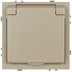 Розетка ЭРА Galaxy 15-2103-04 c заземлением 2P+E Schuko со шторками с крышкой 16А-250В IP20 шампань Б0070664