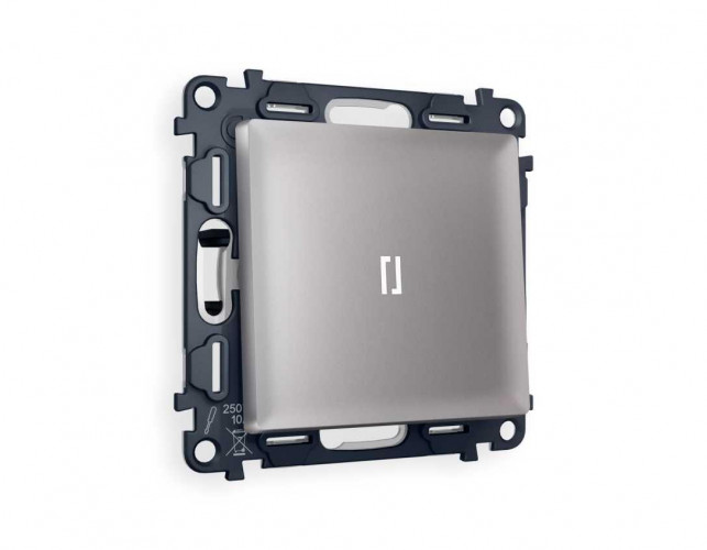 Комплект механизма 1-кл выключателя AMBRELLA VOLT с подсветкой 5600K ALFA Сталь матовый QUANT (AP5020, VM101, G14W) MA502015