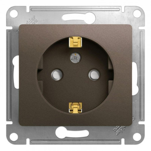 Розетка 2К+З Systeme Electric Glossa 16A 250V со шторками шоколад GSL000845